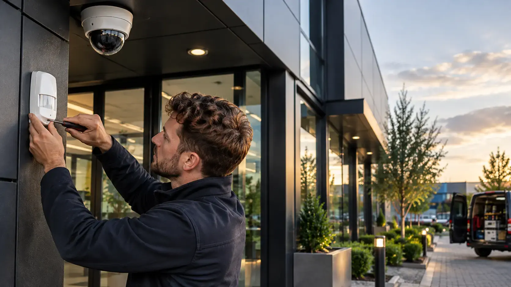 Beveiligingsinstallatie bij moderne entree
