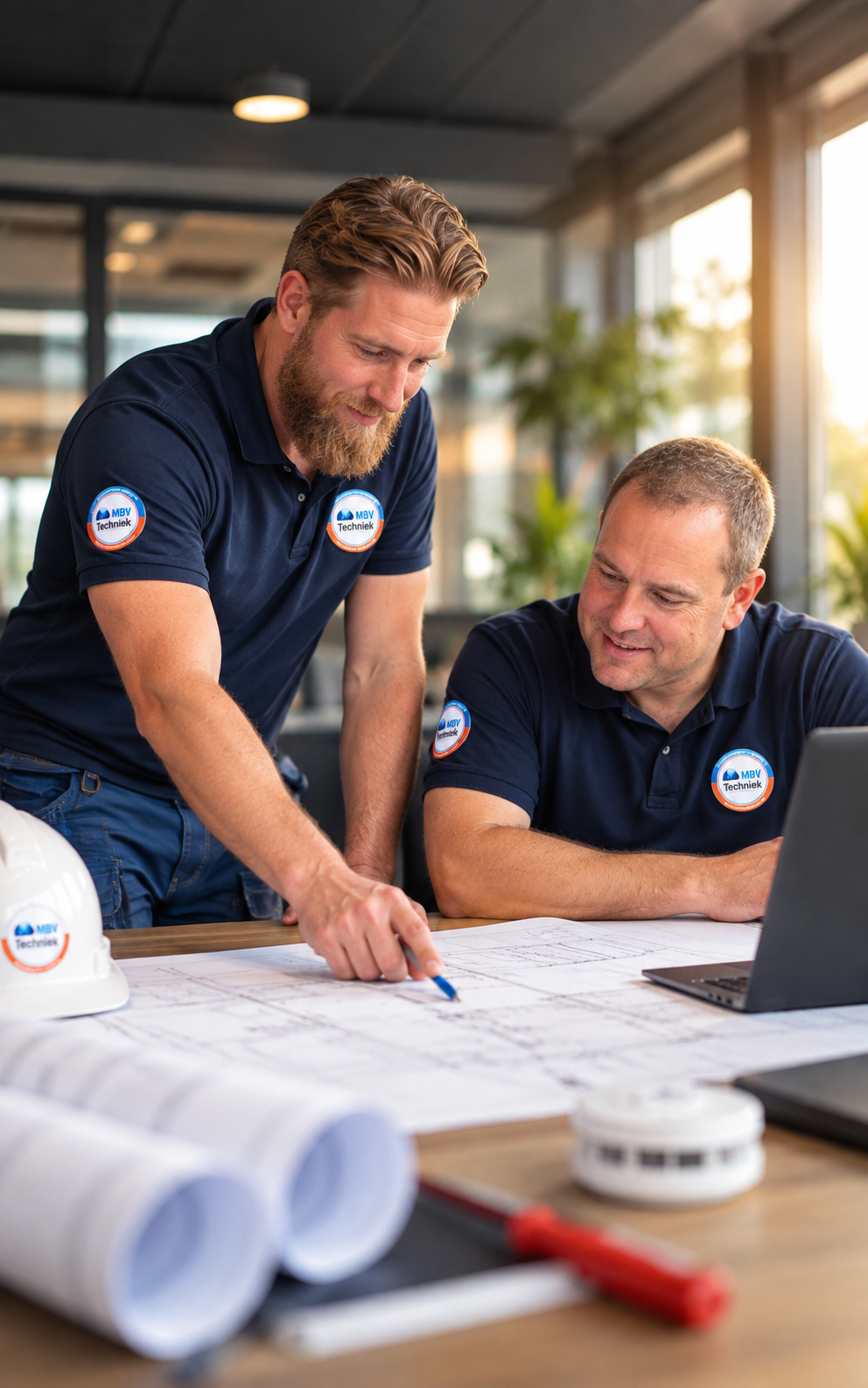 Techniekplanning over bouwtekeningen